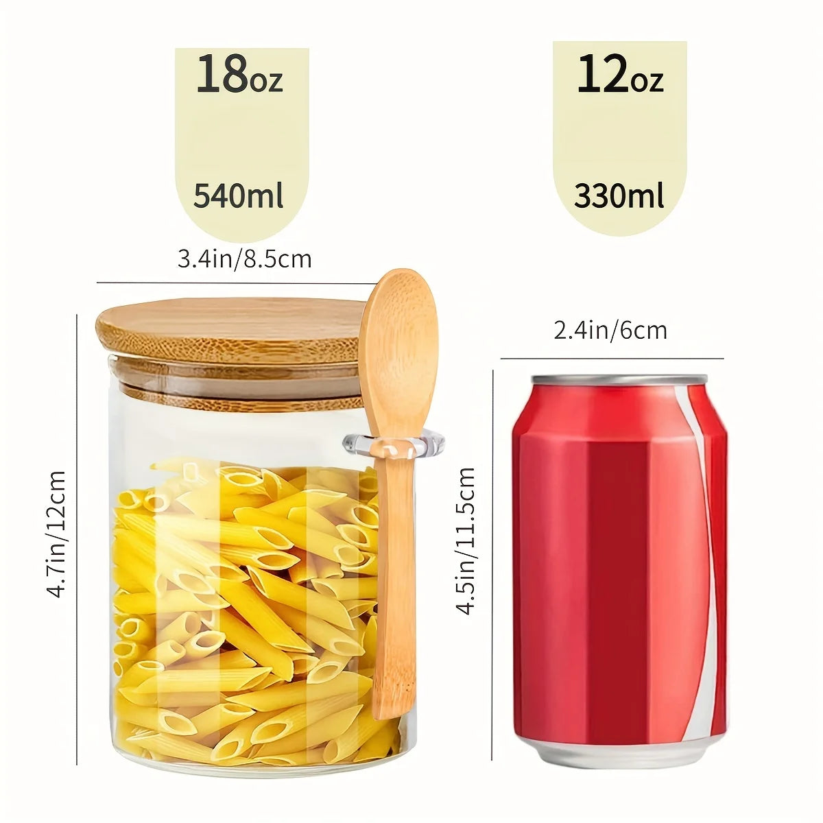 Airtight Glass Jars with Lids & Spoons