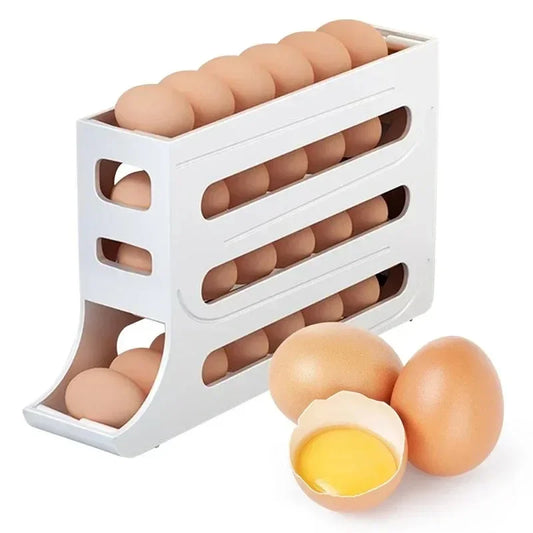 4-Tier Rolling Egg Organizer for Refrigerator