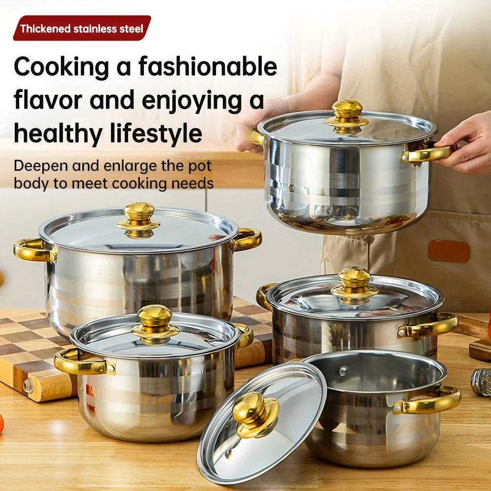 Stainless Steel Cooking Pot, 5 Pots+5 Lids